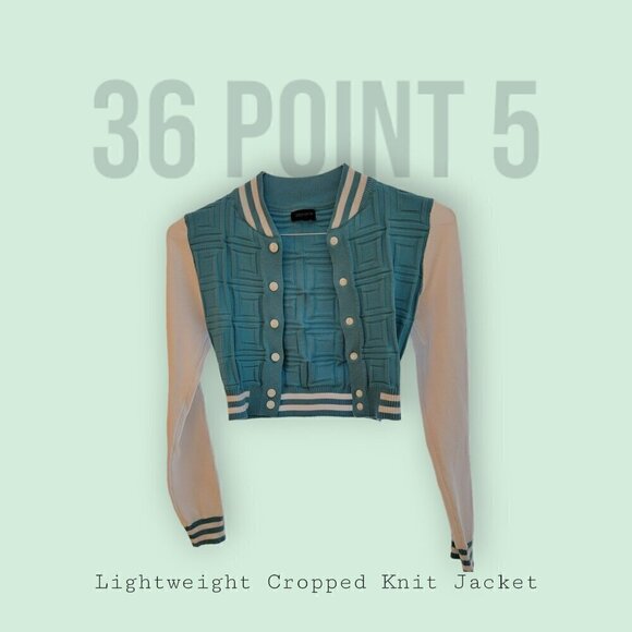 36 Point 5 Cropped Varsity Style Jacket - NWOT - Lightweight Knit - Picture 1 of 5